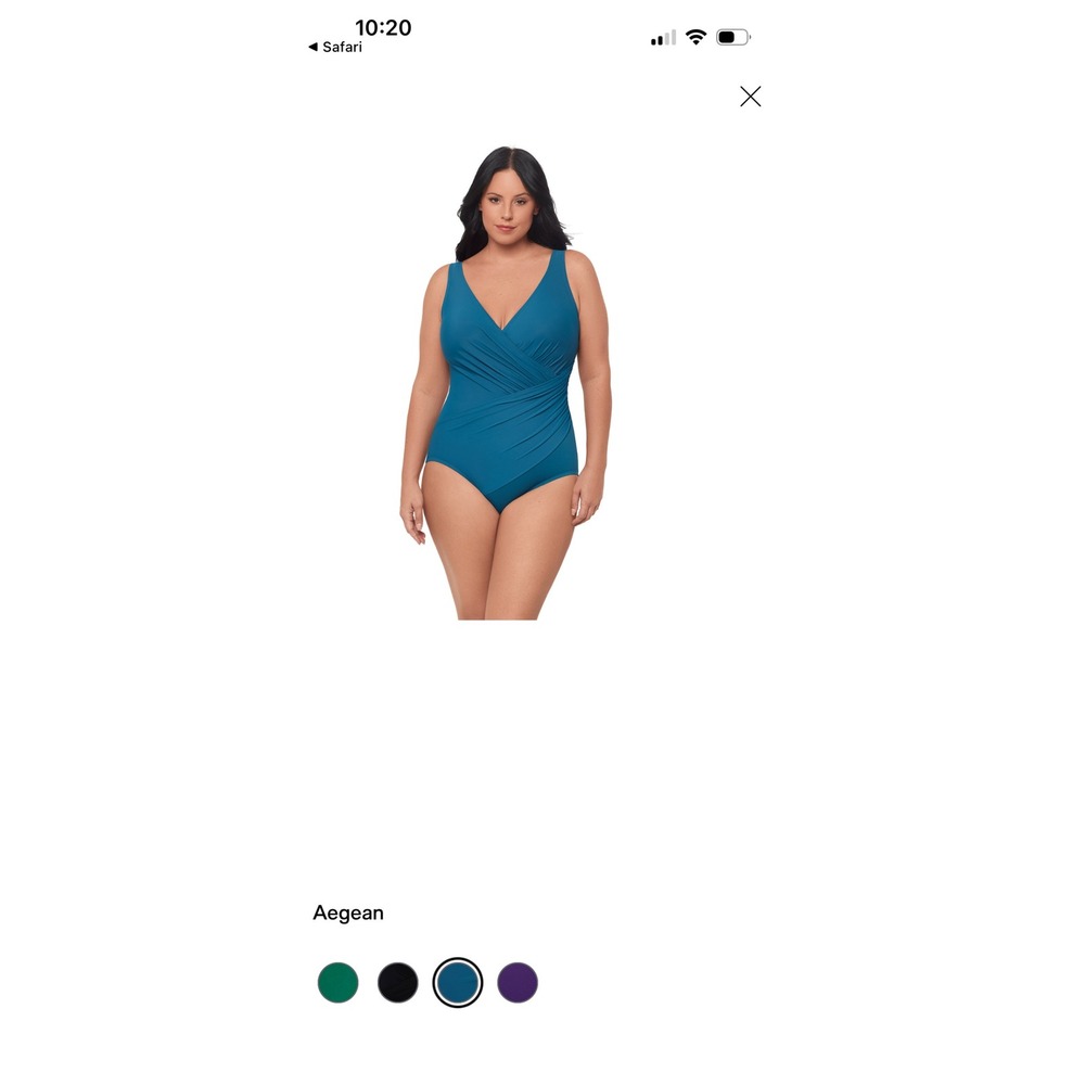 Miraclesuit Oceanus Tummy Control One Piece Swimsuit Aegean Blue Plus Size 18W - Picture 2 of 10